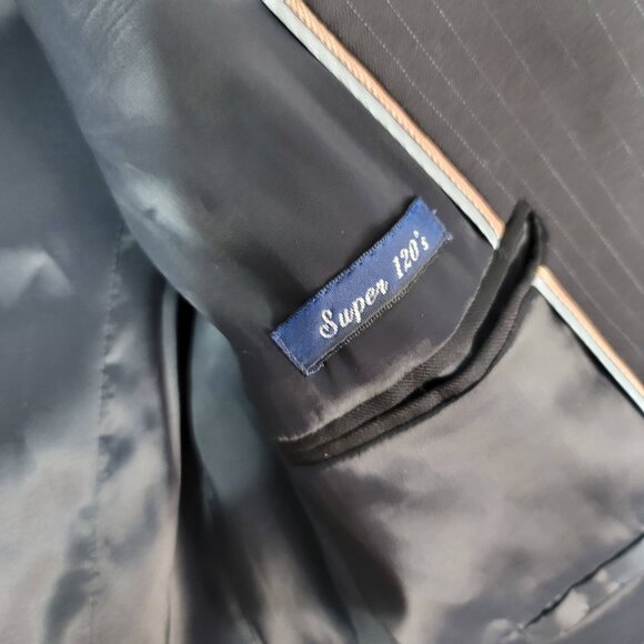 J. Crew Pinstripe Blazer Blue Size 4 Tall Notch 3-Button Single Super 120s Wool - Picture 7 of 10